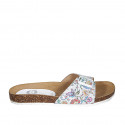 Woman's mules in white and multicolored mosaic printed leather with buckle wedge heel 2 - Available sizes:  32, 33, 34, 42, 43, 44