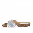 Woman's mules in white and multicolored mosaic printed leather with buckle wedge heel 2 - Available sizes:  32, 33, 34, 42, 43, 44