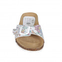 Woman's mules in white and multicolored mosaic printed leather with buckle wedge heel 2 - Available sizes:  42