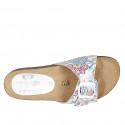 Woman's mules in white and multicolored mosaic printed leather with buckle wedge heel 2 - Available sizes:  42