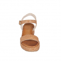Sandalo da donna in pelle intrecciata cuoio con plateau zeppa 5 - Misure disponibili: 33, 34, 42, 43, 44