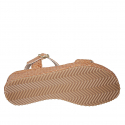 Sandalo da donna in pelle intrecciata cuoio con plateau zeppa 5 - Misure disponibili: 33, 34, 42, 43, 44