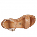 Sandalo da donna in pelle intrecciata cuoio con plateau zeppa 5 - Misure disponibili: 42, 43