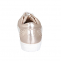 Zapato para mujer con cordones y plantilla extraible en piel y piel trensada laminada color oro rosado cuña 3 - Tallas disponibles:  32, 33, 34, 43