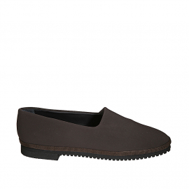 Mocasino fruilano para mujer en tejido elastico marron tacon 2 - Tallas disponibles: 33, 35, 43, 44, 45