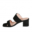 Mule pour femmes avec boucle ajustable en daim noir talon 5 - Pointures disponibles:  43