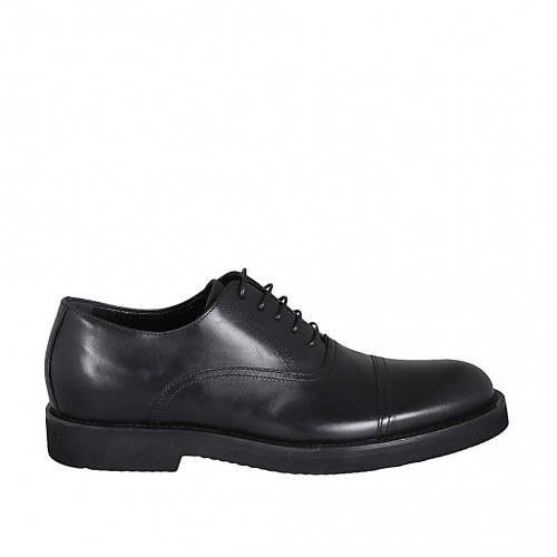 Chaussure richelieu à lacets avec bout droit pour hommes en cuir noir - Pointures disponibles:  46, 49, 50, 51