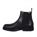 Bottines sportif pour hommes avec élastiques en cuir noir - Pointures disponibles:  38, 46, 47, 51