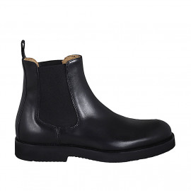 Stivaletto casual da uomo con elastici in pelle nera - Misure disponibili: 36, 37, 38, 46, 47, 48, 49, 50, 51, 52