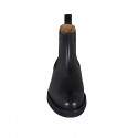 Botin casual para hombre con elasticos en piel negra - Tallas disponibles:  36, 37, 38, 46, 47, 48, 49, 50, 51, 52
