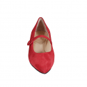 Mary Jane pointue pour femmes avec courroie en daim rouge et talon 2 - Pointures disponibles:  33