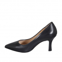 Escarpin pour femmes à bout pointu en cuir de couleur noir talon 8 - Pointures disponibles:  43, 45
