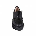 Mocasin sportif pour femmes en cuir noir talon 5 - Pointures disponibles:  44, 45