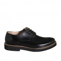Zapato casual derby para hombre con cordones en piel cepillada negra - Tallas disponibles:  46, 47, 50, 51