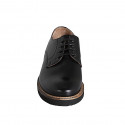 Zapato casual derby para hombre con cordones en piel cepillada negra - Tallas disponibles:  46, 47, 50, 51