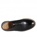 Zapato casual derby para hombre con cordones en piel cepillada negra - Tallas disponibles:  46, 47, 50, 51