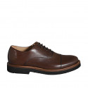 Chaussure Oxford à lacets avec bout droit pour hommes en cuir marron - Pointures disponibles:  46, 50, 51