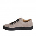 Scarpa stringata da uomo con plantare estraibile in camoscio beige - Misure disponibili: 37, 38, 46, 48, 51