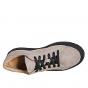 Zapato para hombre con cordones y plantilla extraible en gamuza beis - Tallas disponibles:  36, 38, 46, 48, 51