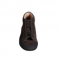 Zapato casual alto al tobillo con cordones y plantilla amovible en gamuza marron - Tallas disponibles:  46