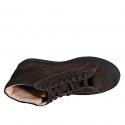 Scarpa sportiva stringata alta alla caviglia da uomo con plantare estraibile in camoscio marrone - Misure disponibili: 36, 46, 47, 48