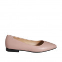 Woman's pointy ballerina shoe in rose leather heel 1 - Available sizes:  32, 33, 35, 43, 44, 45