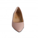 Woman's pointy ballerina shoe in rose leather heel 1 - Available sizes:  32, 33, 35, 43, 44, 45