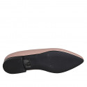Woman's pointy ballerina shoe in rose leather heel 1 - Available sizes:  32, 33, 35, 43, 44, 45