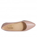 Woman's pointy ballerina shoe in rose leather heel 1 - Available sizes:  32, 33, 35, 43, 44, 45