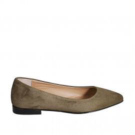 Woman's pointy ballerina in green suede heel 1 - Available sizes: 33, 35