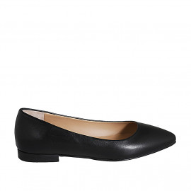 Woman's pointy ballerina shoe in black leather with heel 1 - Available sizes: 33, 42, 45