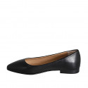 Ballerine à bout pointu pour femmes en cuir noir avec talon 1 - Pointures disponibles:  45