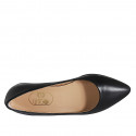 Ballerine à bout pointu pour femmes en cuir noir avec talon 1 - Pointures disponibles:  45