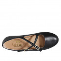 Mary Jane pour femmes avec bout rondu et courroies en cuir noir talon 1 - Pointures disponibles:  33