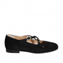 Mary Jane pour femmes avec bout rondu et courroies en daim noir talon 1 - Pointures disponibles:  34, 42, 43