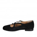 Mary Jane pour femmes avec bout rondu et courroies en daim noir talon 1 - Pointures disponibles:  34, 42, 43