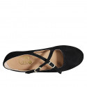 Mary Jane pour femmes avec bout rondu et courroies en daim noir talon 1 - Pointures disponibles:  34, 42, 43