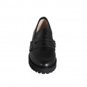 Mocassin pour femmes avec goujons en cuir noir talon 3 - Pointures disponibles:  32, 35, 42, 44, 45, 46