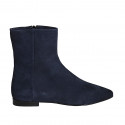 Bottines à bout pointu pour femmes avec fermeture éclair en daim bleu talon 1 - Pointures disponibles:  32, 33, 35, 42, 43, 45