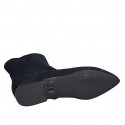 Bottines à bout pointu pour femmes avec fermeture éclair en daim bleu talon 1 - Pointures disponibles:  32, 33, 35, 42, 43, 45