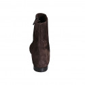 Woman's pointy ankle boot with zipper in brown suede heel 1 - Available sizes:  32, 43