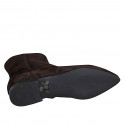 Woman's pointy ankle boot with zipper in brown suede heel 1 - Available sizes:  32, 43