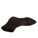 Woman's pointy ankle boot with zipper in brown suede heel 1 - Available sizes:  32, 43