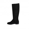 Woman's boot with zipper and elastic band in black suede heel 2 - Available sizes:  33