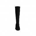 Woman's boot with zipper and elastic band in black suede heel 2 - Available sizes:  33