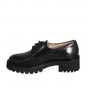 Chaussure à lacets derby pour femmes en cuir noir avec talon 5 - Pointures disponibles:  32, 42, 44, 45