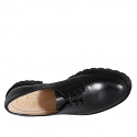 Chaussure à lacets derby pour femmes en cuir noir avec talon 5 - Pointures disponibles:  32, 42, 44, 45