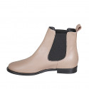 Woman's ankle boot in dove grey leather with elastic bands heel 2 - Available sizes:  32, 33, 43, 44, 45