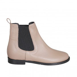 Woman's ankle boot in dove grey leather with elastic bands heel 2 - Available sizes: 32, 33, 43, 44, 45