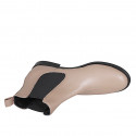 Woman's ankle boot in dove grey leather with elastic bands heel 2 - Available sizes:  32, 33, 43, 44, 45